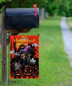 dachshund happy halloween flag 7430