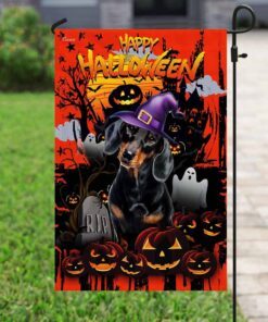 dachshund happy halloween flag 7456