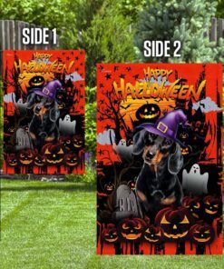 dachshund happy halloween flag 8999