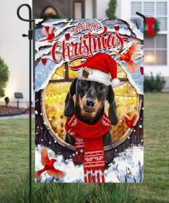 dachshund merry christmas flag thh3461f 2821