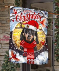 dachshund merry christmas flag thh3461f 5489