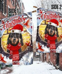 dachshund merry christmas flag thh3461f 6671