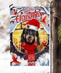 dachshund merry christmas flag thh3461f 6929