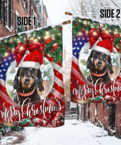 dachshund merry christmas flag thh3463f 4006
