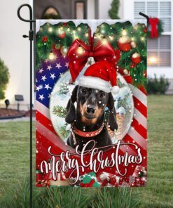 dachshund merry christmas flag thh3463f 6189