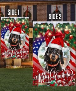 dachshund merry christmas flag thh3463f 6869