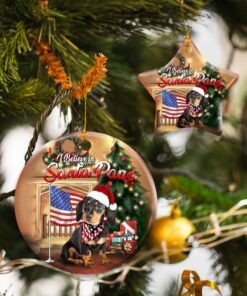 Dachshund Santa Paws Ceramic Ornament