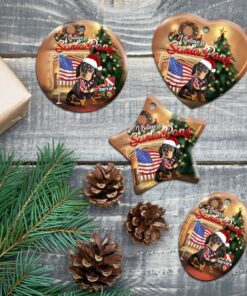 dachshund santa paws ceramic ornament 5514