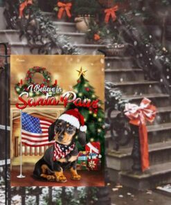 dachshund santa paws merry christmas flag 2622