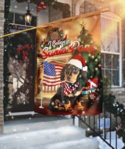 Dachshund Santa Paws Merry Christmas Flag