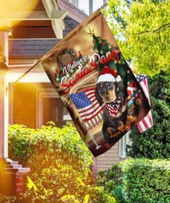 dachshund santa paws merry christmas flag 8110