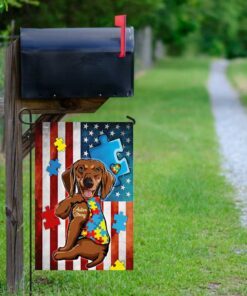 dachshund strong autism awareness flag 2719