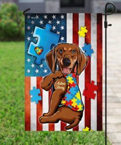 dachshund strong autism awareness flag 6281