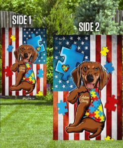 dachshund strong autism awareness flag 7127