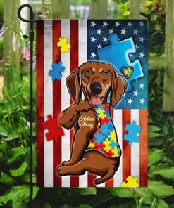 dachshund strong autism awareness flag 8679