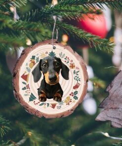 dachshund wood slice ornament sweet paws anl333o 6677