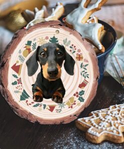 dachshund wood slice ornament sweet paws anl333o 7420