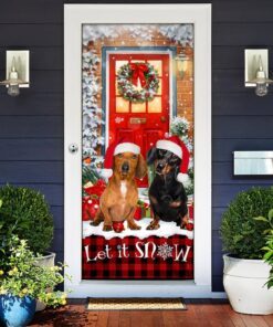 dachshunds christmas door cover 8929