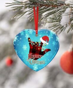 deaf merry christmas. sign language ceramic ornament 5751