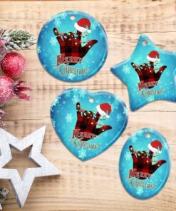 deaf merry christmas. sign language ceramic ornament 7358