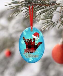 deaf merry christmas. sign language ceramic ornament 8308