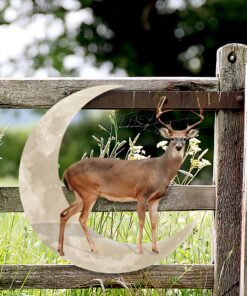 deer and moon hanging metal sign qnk1005msv4 5480