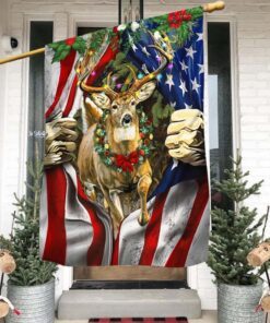 Deer Christmas American Flag MLN659F