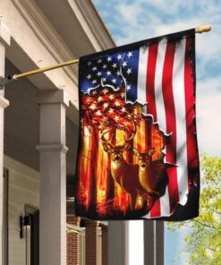 Deer Hunting American US Flag
