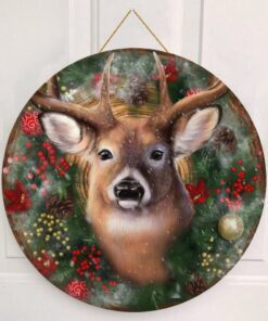 deer merry christmas wooden sign pn503wsv1 4585
