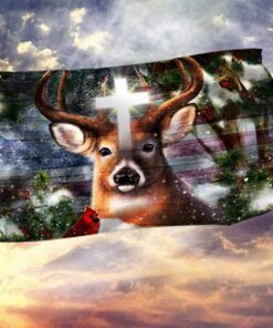 Deer Winter Cross Christian Grommet Flag DBD3092GF