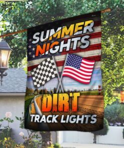 Dirt Track Racing Flag Summer Nights And Dirt Track Lights Flag MLN230F