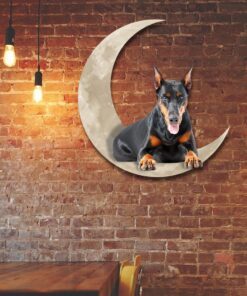 Doberman On The Moon Hanging Metal sign QNK1012MSv5