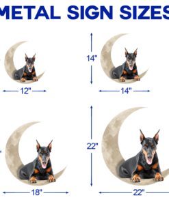 doberman on the moon hanging metal sign qnk1012msv5 5269