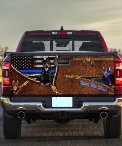 Dobermann Back The Blue Truck Tailgate Decal Sticker Wrap