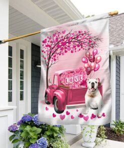 Dog Flag Valentine English Bulldog Dog Flag QTR380Fv1