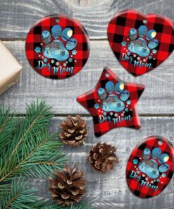 dog mom. dog paw christmas ceramic ornament 1694