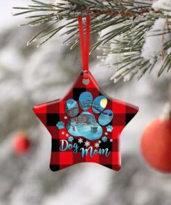 dog mom. dog paw christmas ceramic ornament 2069