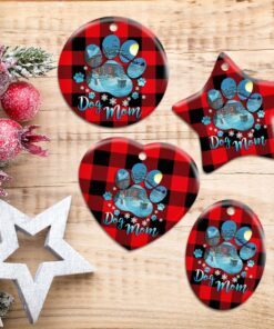 dog mom. dog paw christmas ceramic ornament 2384