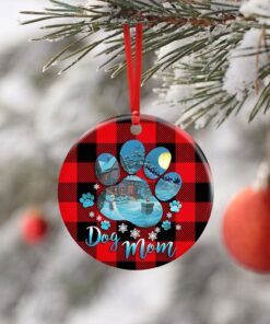 dog mom. dog paw christmas ceramic ornament 7539