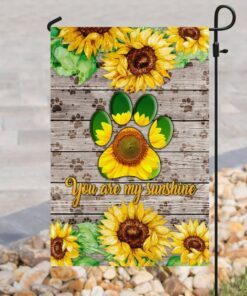 dog paw sunflower you are my sunshine flag 2783