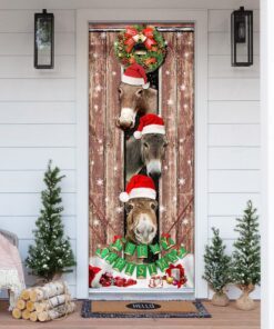 Donkeys Christmas Snow Farmhouse Door Cover