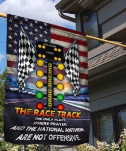 Drag Racing Flag Race Track Where Prayer And The National Anthem MLN22F