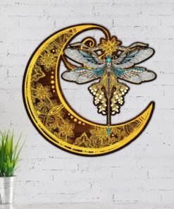 Dragonfly And Moon Hanging Metal Sign TQN371MS