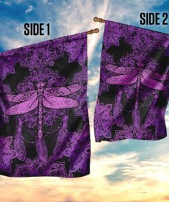 dragonfly purple mandala flag 2003