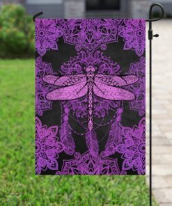 dragonfly purple mandala flag 3771