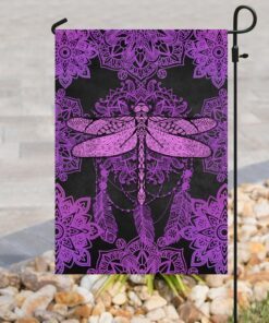 dragonfly purple mandala flag 4982