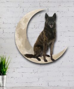 dutch shepherd dog and moon hanging metal sign qnk879msv35 2350