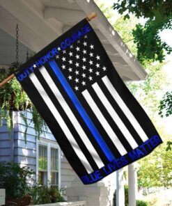 duty honor courage. the thin blue line flag 8281