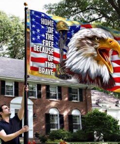 Eagle American Grommet Flag, Home Of The Free Because Of The Brave QNK1056GF