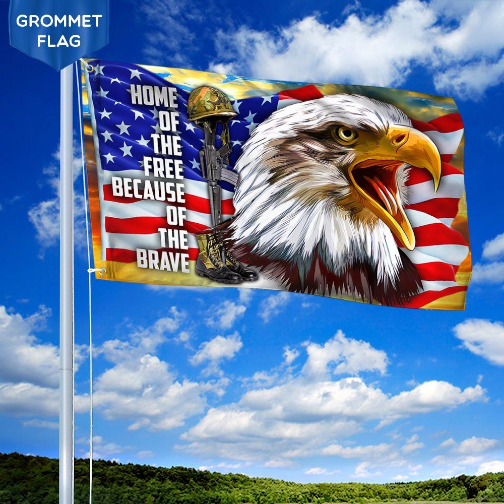Eagle American Grommet Flag, Home Of The Free Because Of The Brave QNK1056GF - Image 3